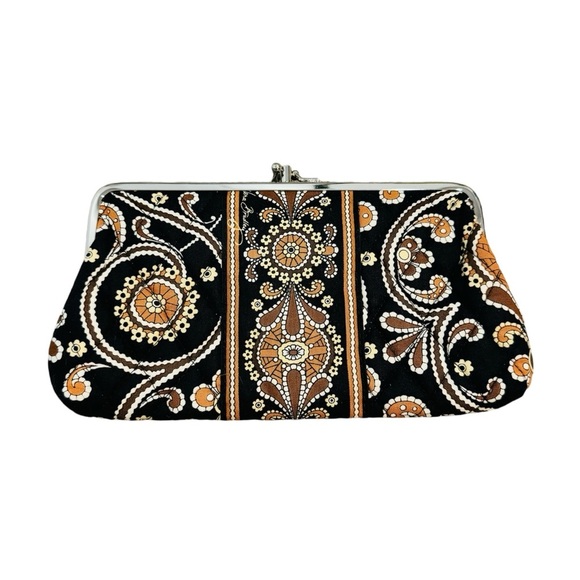 Vera Bradley Handbags - Vera Bradley Snap Wallet Clutch Bag Cafe Latte Silver Hardware NWOT
